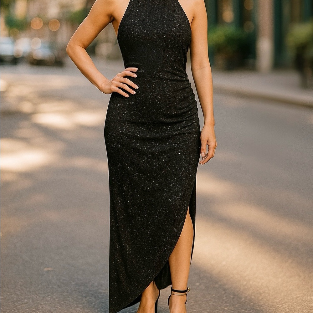 Gibson Latimer Black Asymmetrical Dress